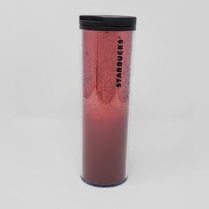 NWT STARBUCKS RED GLITTER OMBRE TALL INSULATED TRAVEL MUG COFFEE SPARKLE FESTIVE